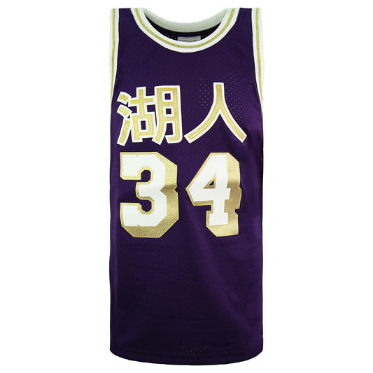 LA.Lakers #34 Shaquille O'Neal Purple Mitchell & Ness Stitched American Basketball Jersey