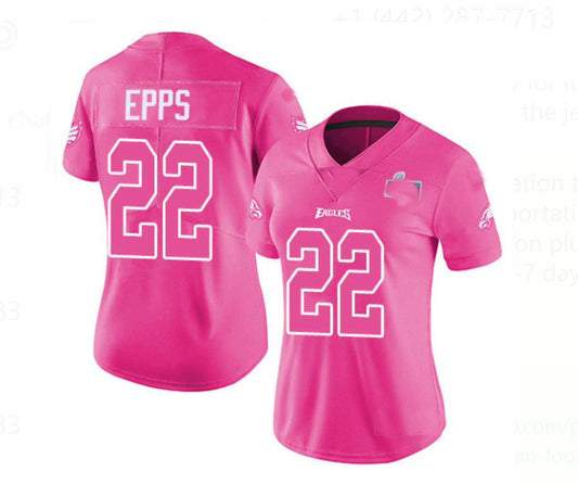 Custom P.Eagles  #22 Marcus Epps Pink Patch Stitched American Football Jerseys