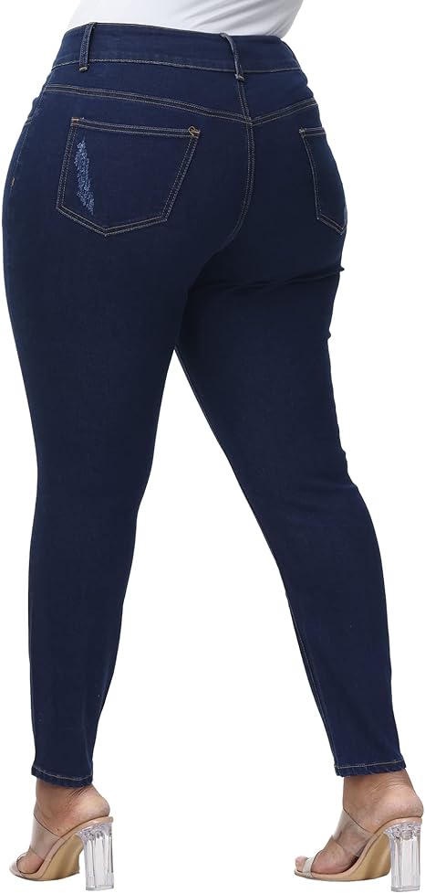 Womens Plus Size Skinny Jeans Stretchy High Waisted Ankle Jean