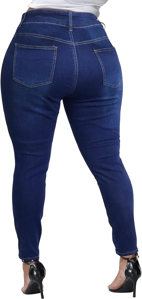 Womens Plus Size Skinny Jeans Stretchy High Waisted Ankle Jean