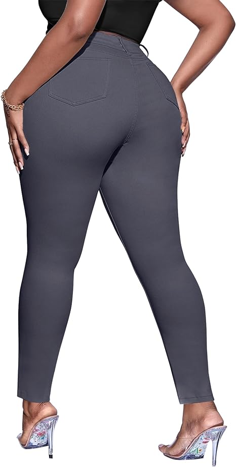 Womens Plus Size Skinny Tapered Pants Comfy Stretch High Waist Ankle Jean