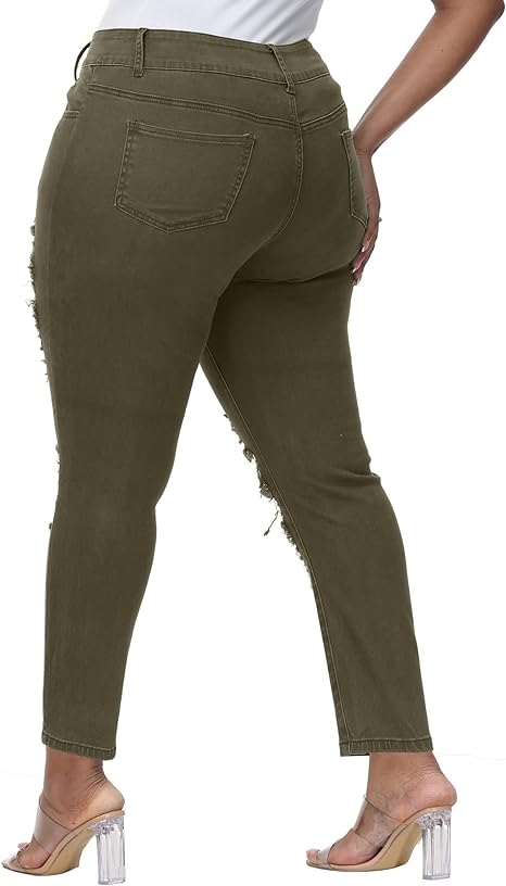 Womens Plus Size Skinny Jeans Stretchy High Waisted Ankle Jean