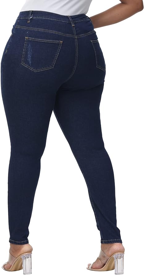 Womens Plus Size Skinny Jeans Stretchy High Waisted Ankle Jean