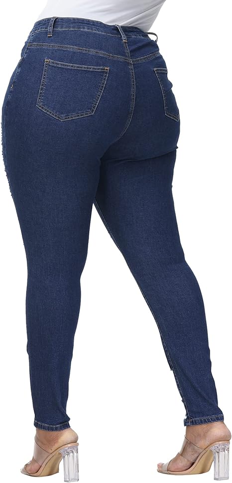 Womens Plus Size Skinny Jeans Stretchy High Waisted Ankle Jean