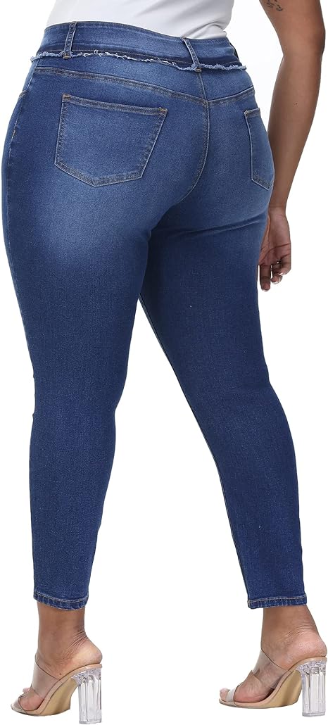 Womens Plus Size Skinny Jeans Stretchy High Waisted Ankle Jean