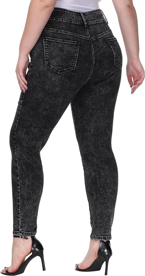 Womens Plus Size Skinny Jeans Stretchy High Waisted Classic Ankle Jean