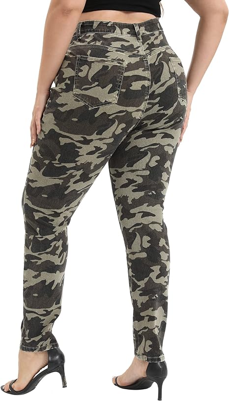 Womens Plus Size Skinny Tapered Pants Comfy Stretch High Waist Ankle Jean