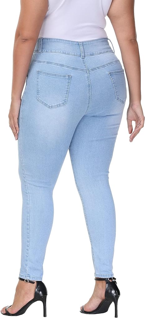 Womens Plus Size Skinny Jeans Stretchy High Waisted Ankle Jean