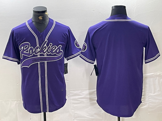 Colorado Rockies Blank Purple With Patch Cool Base Stitched Baseball Jersey