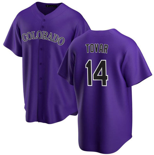 Colorado Rockies #14 Ezequiel Tovar Purple Cool Base Stitched Baseball Jersey