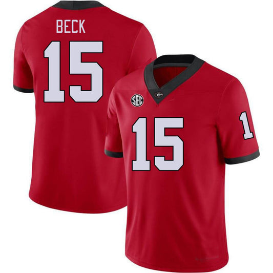 G.Bulldogs #15 Carson Beck Red College Football Jersey Stitched American College Jerseys
