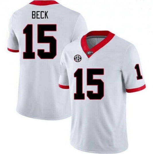 G.Bulldogs #15 Carson Beck White College Football Jersey Stitched American College Jerseys