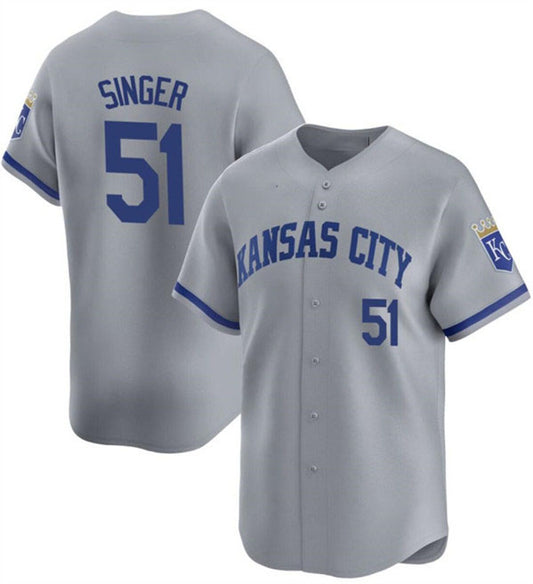 Kansas City Royals #51 Brady Singer Gray Away Stitched Baseball Jersey