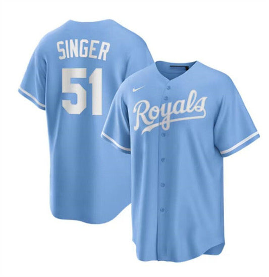 Kansas City Royals #51 Brady Singer Light Blue Stitched Baseball Jersey