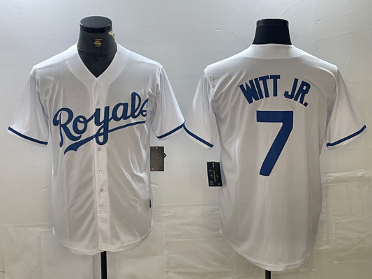 Kansas City Royals #7 Bobby Witt Jr Number White Cool Base Stitched Baseball Jersey
