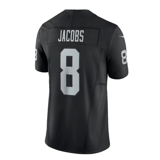 LV. Raiders #8 Josh Jacobs Black Vapor F.U.S.E. Limited Jersey Stitched American Football Jerseys