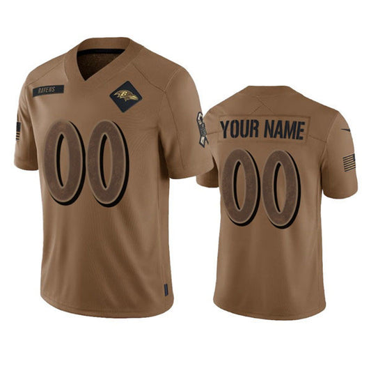 Custom B.Ravens Active Player Custom 2023 Brown Salute To Service Limited Stitched Jersey
