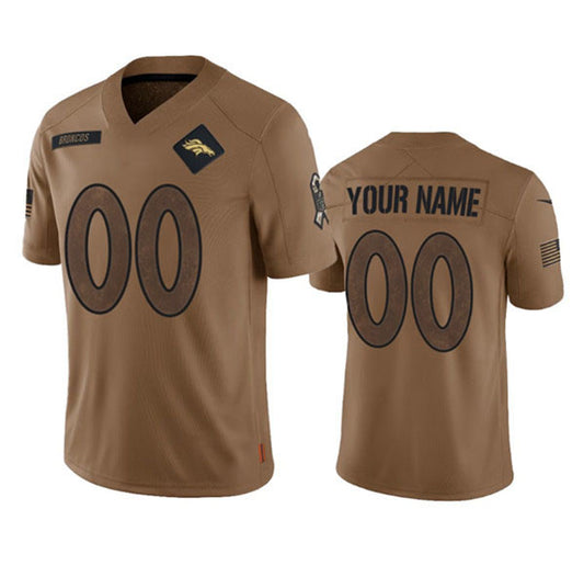 Custom D.Broncos Active Player Custom 2023 Brown Salute To Service Limited Stitched Jersey American Football Jerseys
