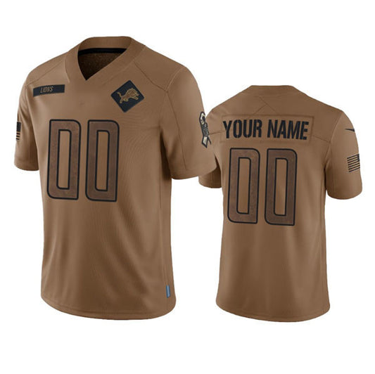 Custom D.Lions Active Player Custom 2023 Brown Salute To Service Limited Stitched Jersey American Football Jerseys