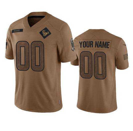 Custom H.Texans Active Player Custom 2023 Brown Salute To Service Limited Stitched Jersey American Football Jerseys
