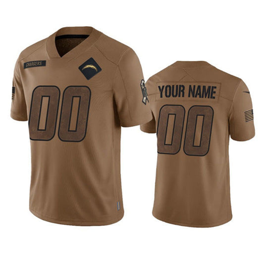 Custom LA.Chargers 2023 Brown Salute To Service Limited Stitched Jersey American Football Jerseys