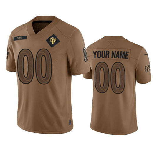 Custom LA.Rams 2023 Brown Salute To Service Limited Stitched Jersey American Football Jerseys