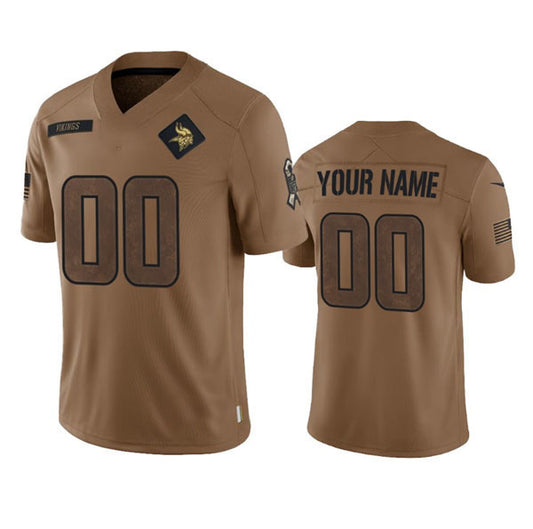 Custom MN.Vikings 2023 Brown Salute To Service Limited Stitched Jersey American Football Jerseys