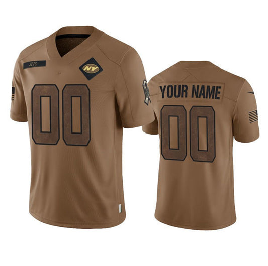 Custom NY.Jets 2023 Brown Salute To Service Limited Stitched Jersey American Football Jerseys