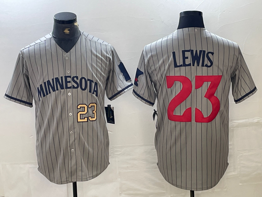 Minnesota Twins #23 Royce Lewis Number 2023 Grey Home Team Cool Base Stitched  Baseball Jersey