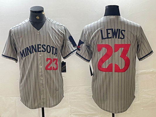 Minnesota Twins #23 Royce Lewis Number 2023 Grey Home Team Cool Base Stitched  Baseball Jersey