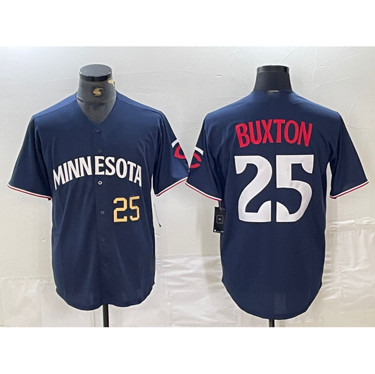 Minnesota Twins #25 Byron Buxton Number 2023 Navy Blue Cool Base Stitched  Baseball Jerseys