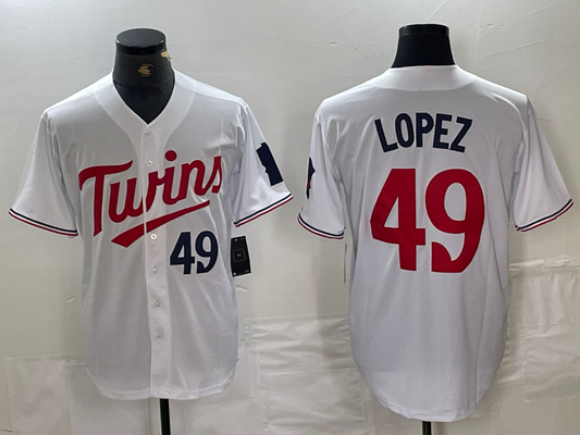 Minnesota Twins #49 Pablo Lopez Number White Stitched Cool Base Baseball Jersey