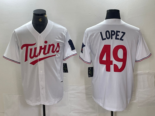 Minnesota Twins #49 Pablo Lopez Number White Stitched Cool Base Baseball Jersey