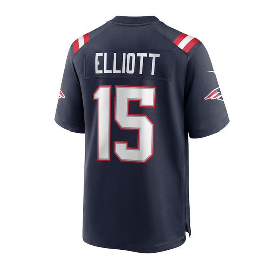 NE.Patriots #15 Ezekiel Elliott Navy Game Player Jersey Stitched American Football Jerseys