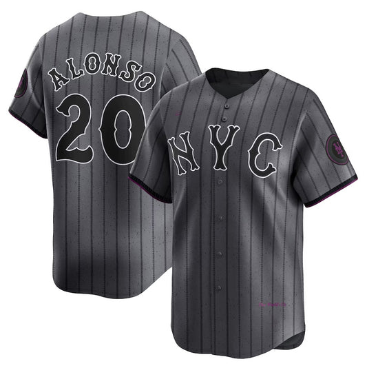 New York Mets #20 Pete Alonso Graphite 2024 City Connect Limited Player Jersey Baseball Jerseys
