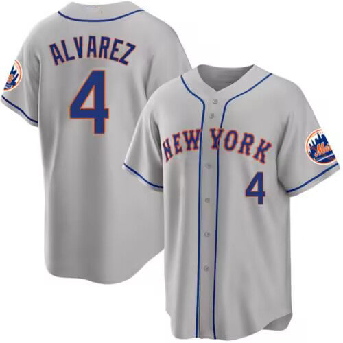 New York Mets #4 Francisco álvarez Gray 2023 Cool Base Stitched Baseball Jersey