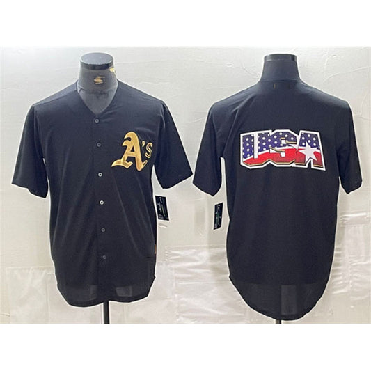 Oakland Athletics Black Gold Team Big Logo Cool Base Stitched Baseball Jersey
