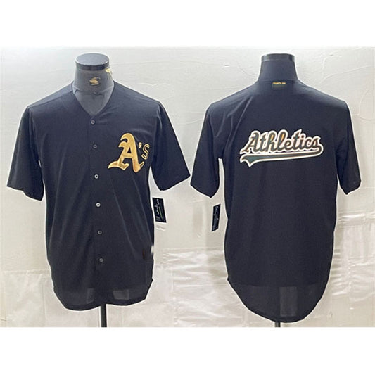 Oakland Athletics Black Gold Team Big Logo Cool Base Stitched Baseball Jerseys