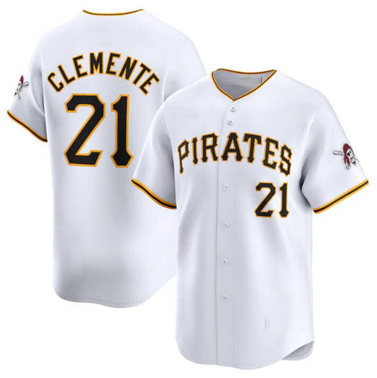 Pittsburgh Pirates #21 Roberto Clemente White Home Limited Baseball Stitched Jersey