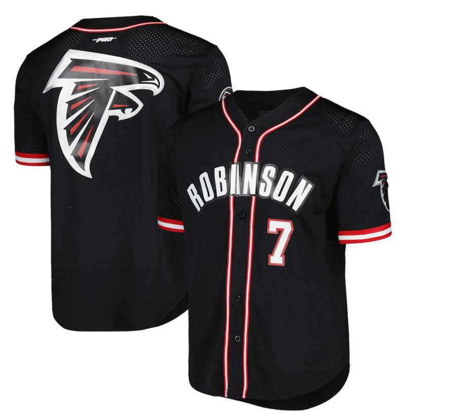 Custom A.Falcons #7 Black Home Replica Jersey Baseball Jerseys