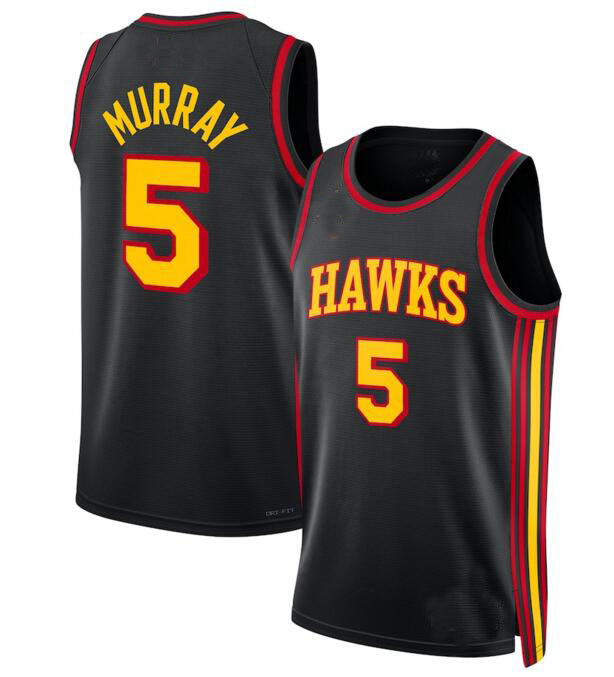 A.Hawks #5 Dejounte Murray black Stitched American Basketball Jersey