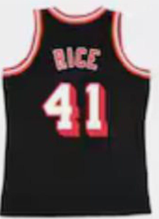 M.Heat #41 Glen Rice 1994-95 Black Hardwood Classic Swingman Stitched American Basketball Jersey