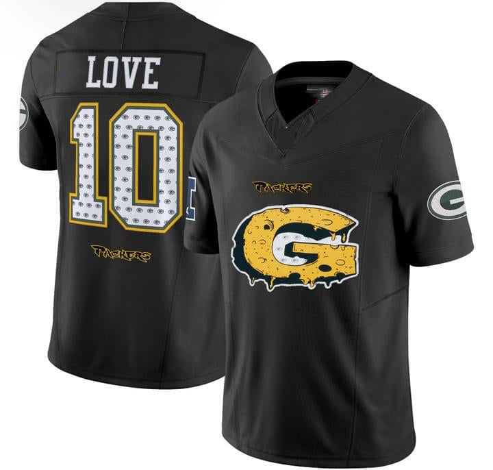 GB.Packers #10 Jordan Love Black Stitched American Football Jerseys