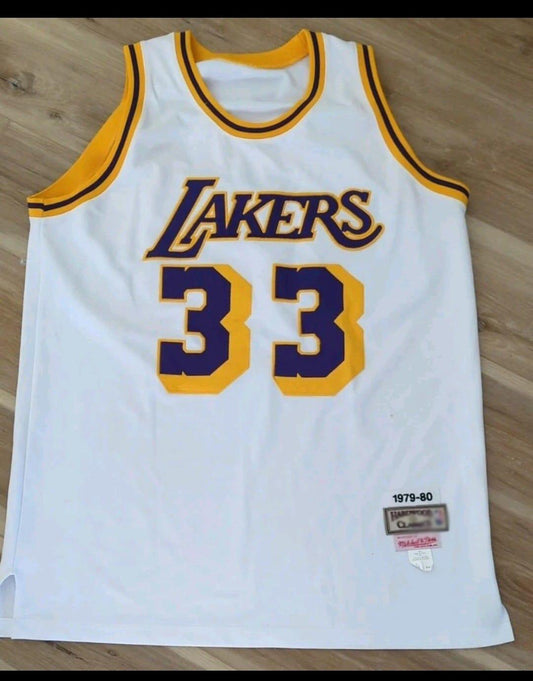 LA.Lakers #33 "KAREEM ABDUL-JABBAR" White 1979-80 Stitched American Basketball Jersey