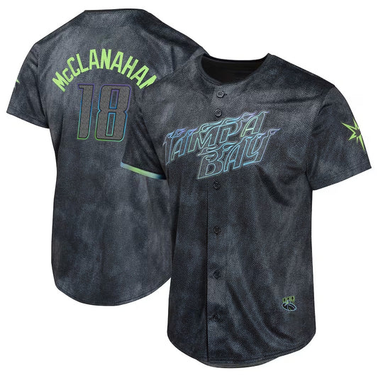 Tampa Bay Rays #18 Shane McClanahan Charcoal 2024 City Connect Limited Player Baseball Jersey