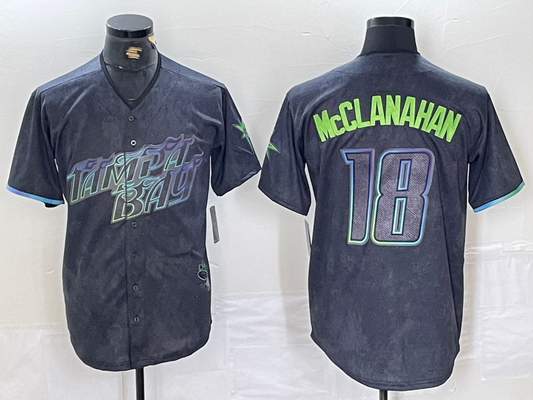 Tampa Bay Rays #18 Shane McClanahan Charcoal 2024 City Connect Limited Stitched Baseball Jersey