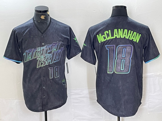 Tampa Bay Rays #18 Shane McClanahan Number Charcoal 2024 City Connect Limited Stitched Baseball Jersey
