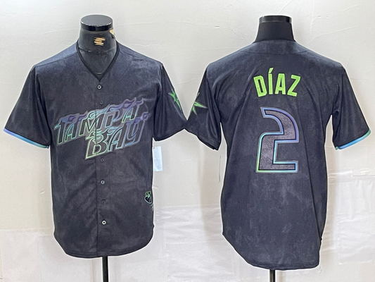 Tampa Bay Rays #2 Yandy Diaz Charcoal 2024 City Connect Limited Stitched Baseball Jersey