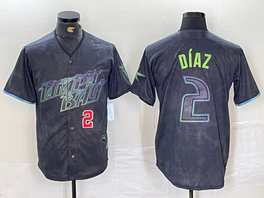Tampa Bay Rays #2 Yandy Diaz Number Charcoal 2024 City Connect Limited Stitched Baseball Jersey