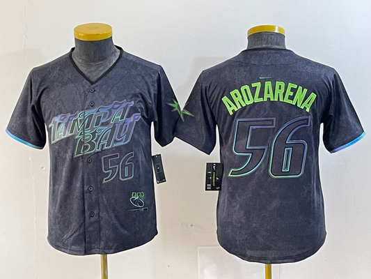 Tampa Bay Rays #56 Randy Arozarena Number Charcoal 2024 City Connect Limited Stitched Baseball Jersey